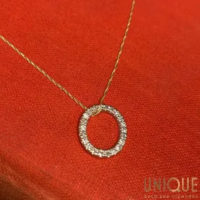 14k Diamond Circle On 18 Inch Chain