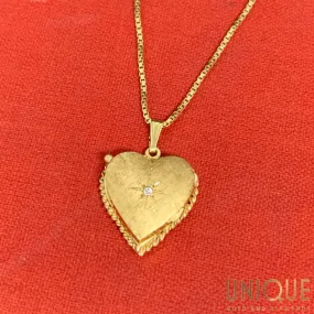 14k Gold To My Love Locket With Diamond on 15 Inch 14k Chain