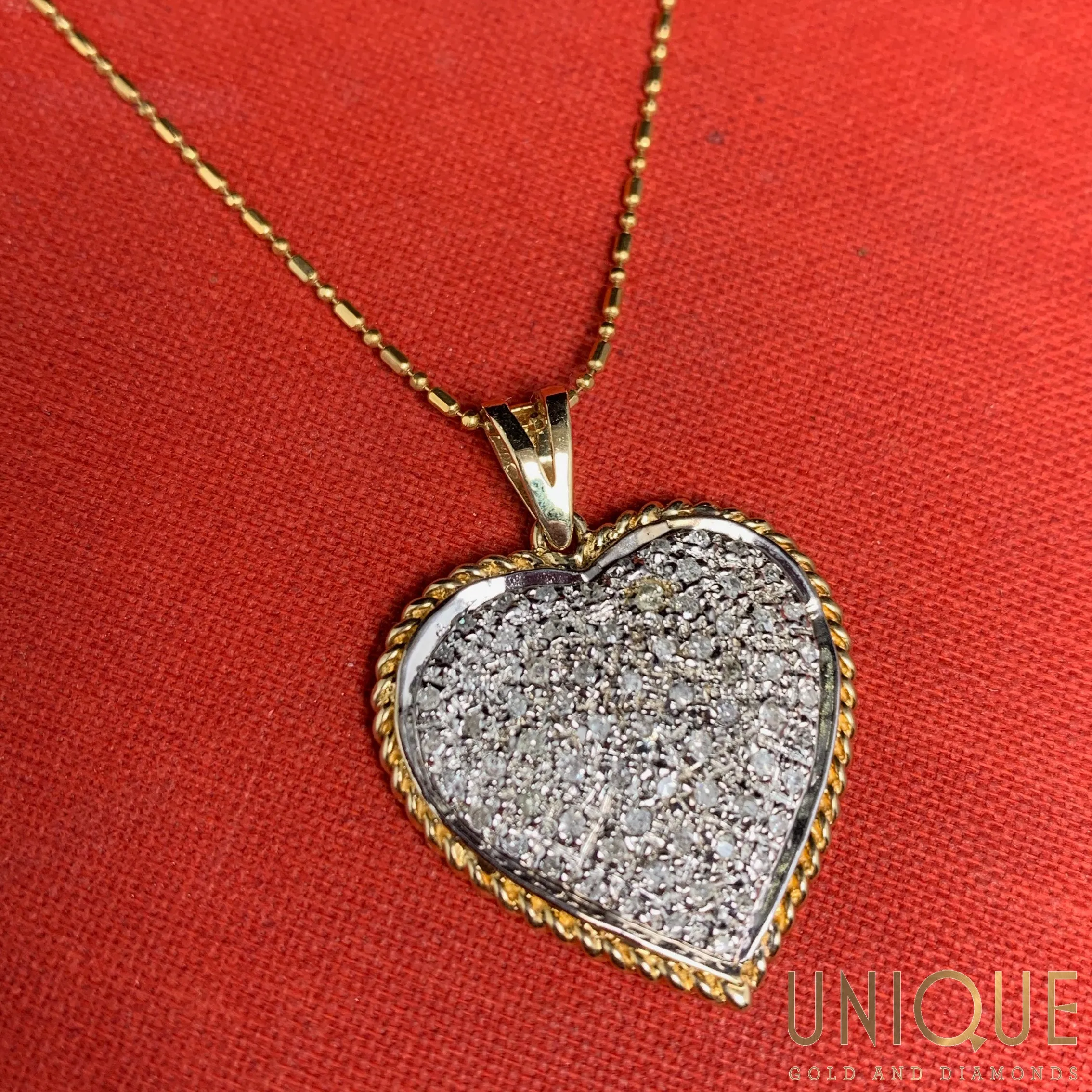 14k Heart Pendant With Diamonds