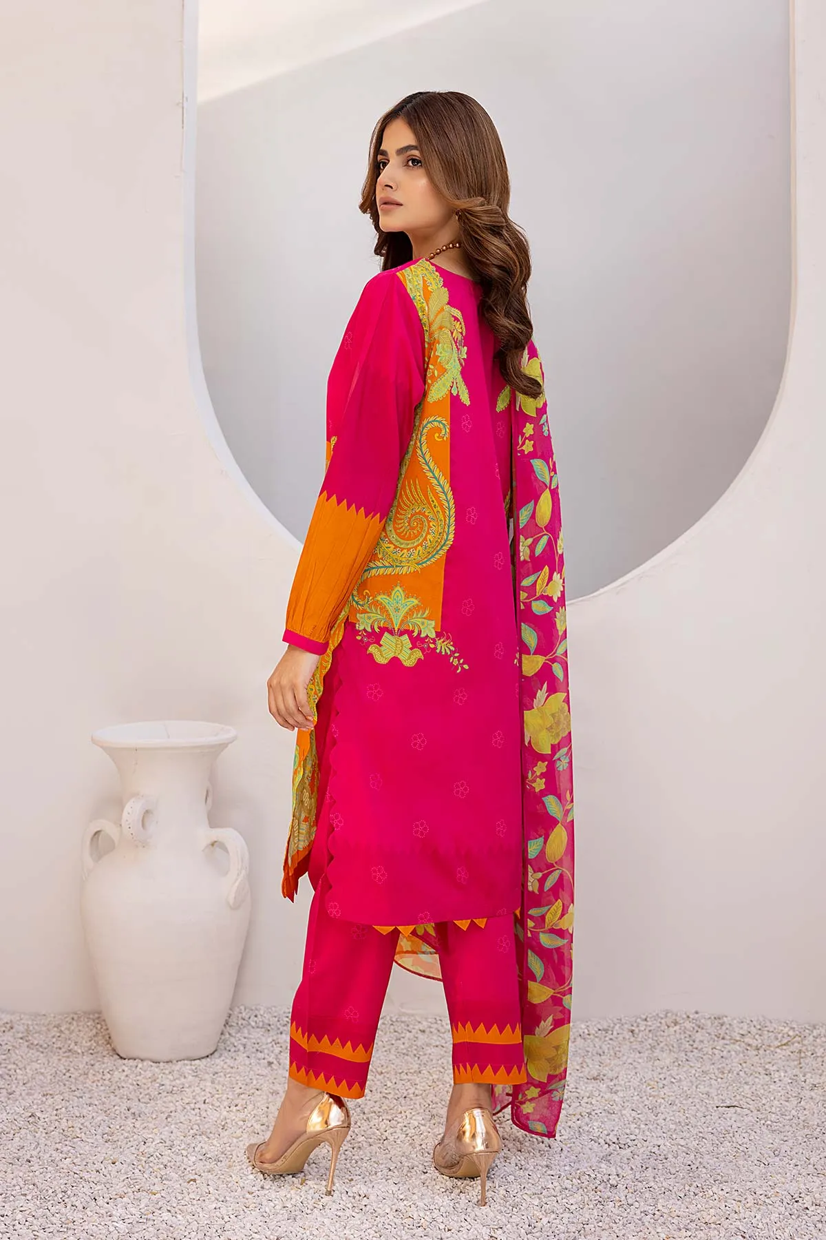 3-PC Digital Lawn Shirt with Trouser and Chiffon Dupatta CPM23-46