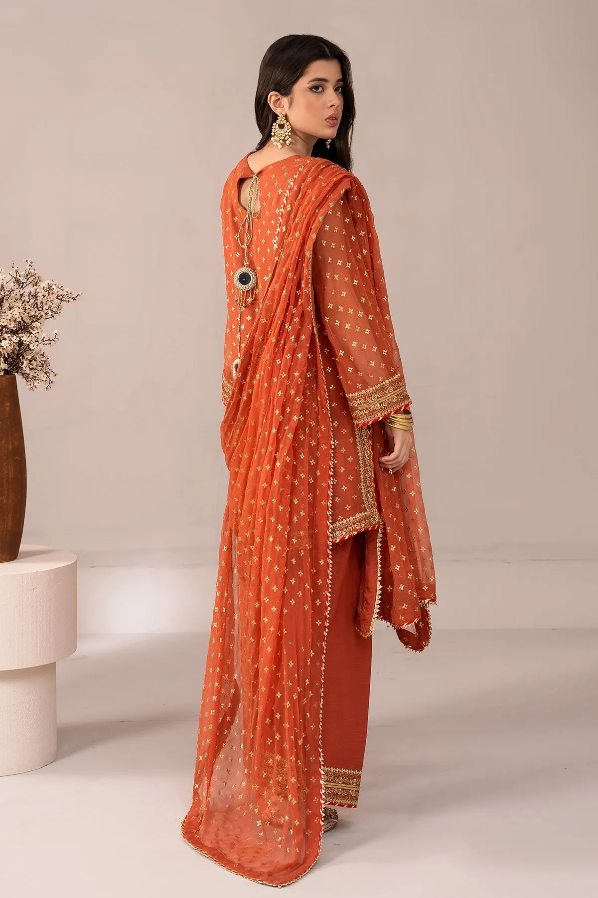 3-PC Embroidered Chiffon Shirt with Chiffon Dupatta and Trouser CMA-3-279