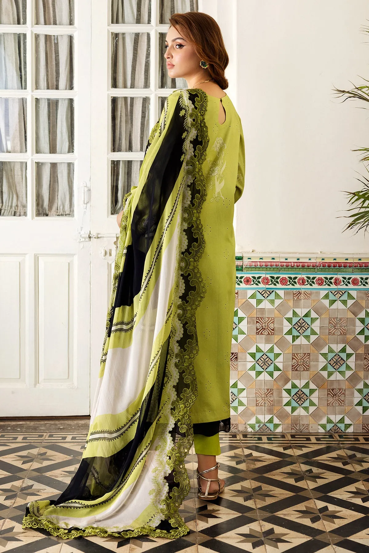 3-PC Embroidered Lawn Shirt with Embroidered Chiffon Dupatta and Trouser CRN4-17P