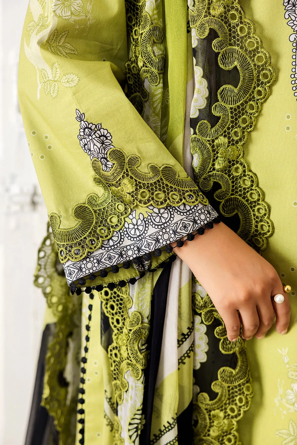 3-PC Embroidered Lawn Shirt with Embroidered Chiffon Dupatta and Trouser CRN4-17P