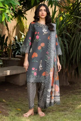 3-PC Embroidered Lawn Shirt with Embroidered Voil Dupatta and Trouser CRN4-19P