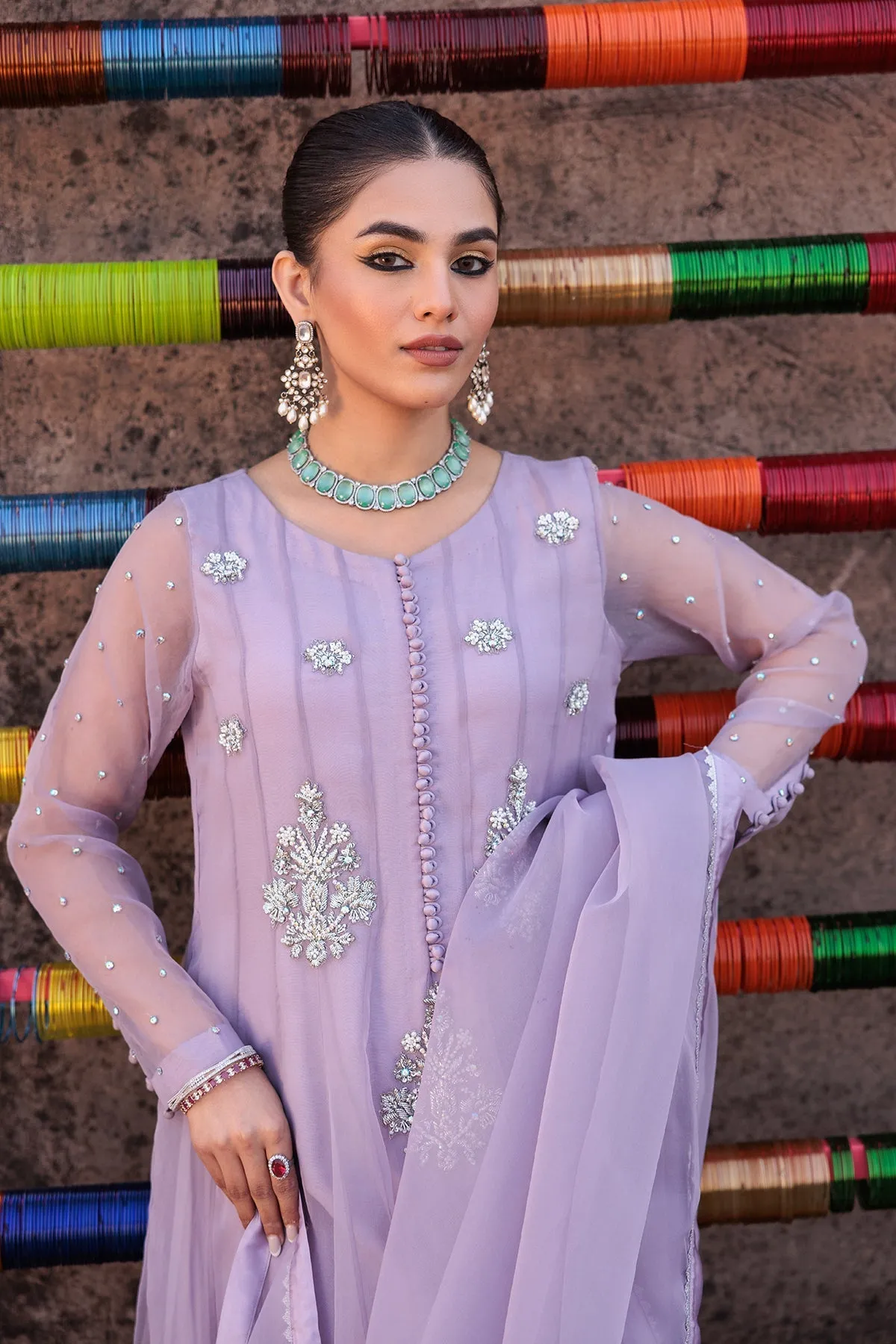 3-PC Embroidered Organza Shirt with Organza Dupatta and Trouser CMA-4-02