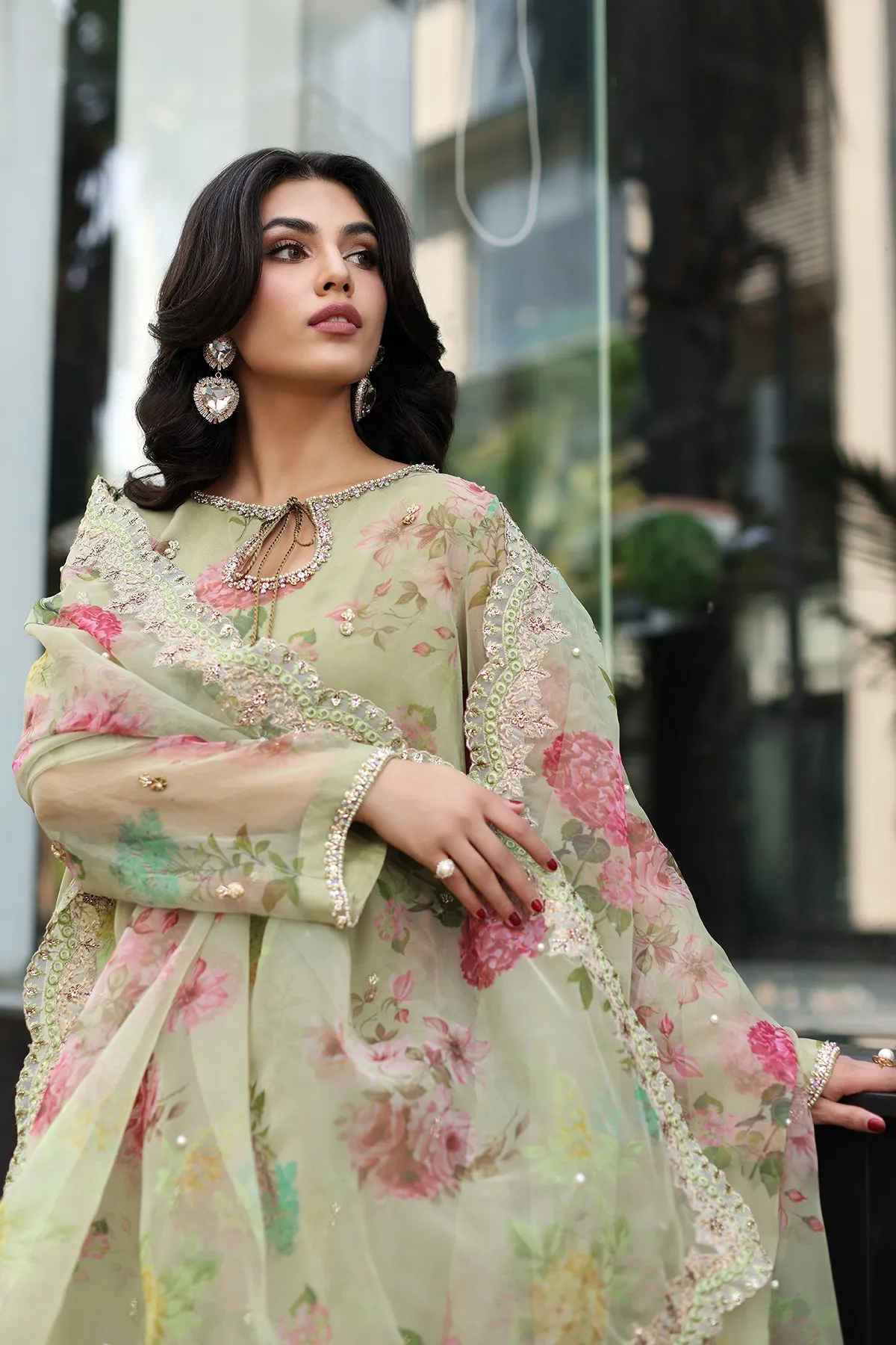 3-PC Embroidered Organza Shirt with Organza Dupatta and Trouser CMA-4-16