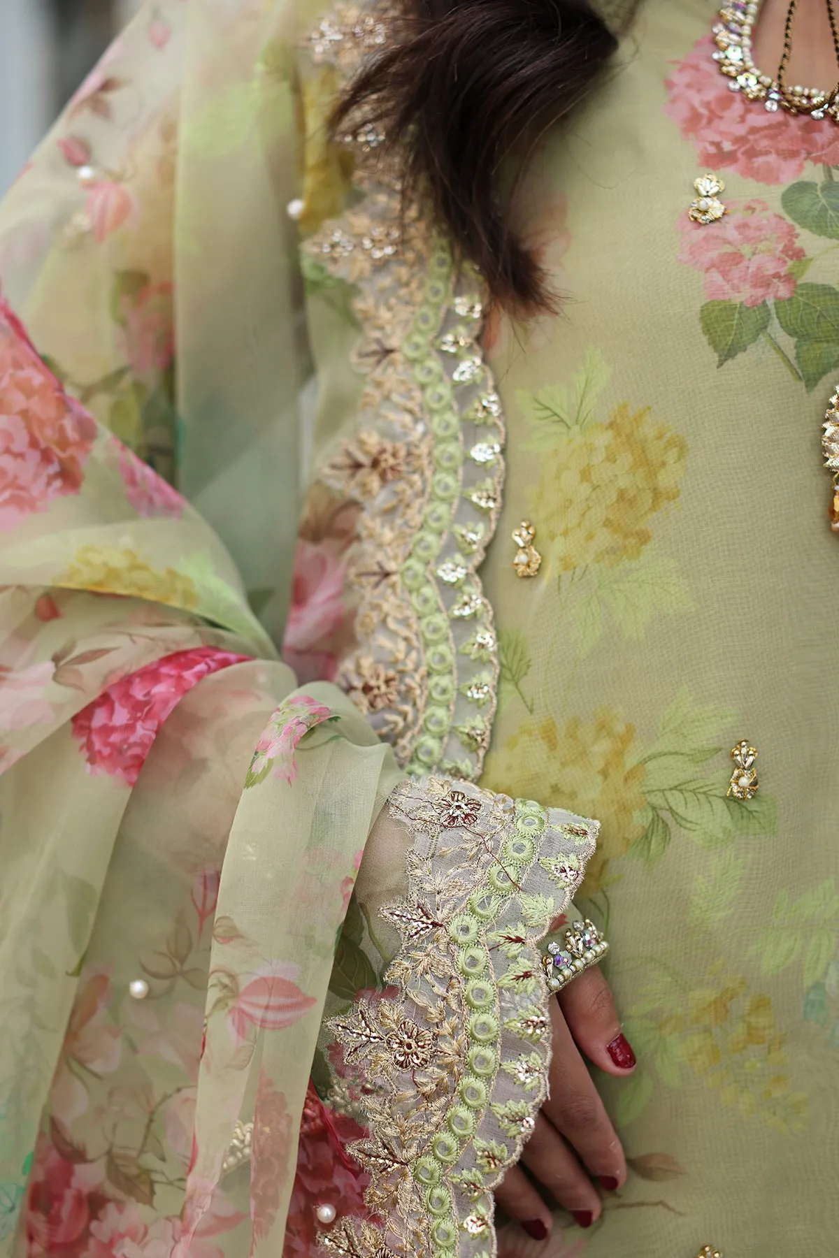 3-PC Embroidered Organza Shirt with Organza Dupatta and Trouser CMA-4-16