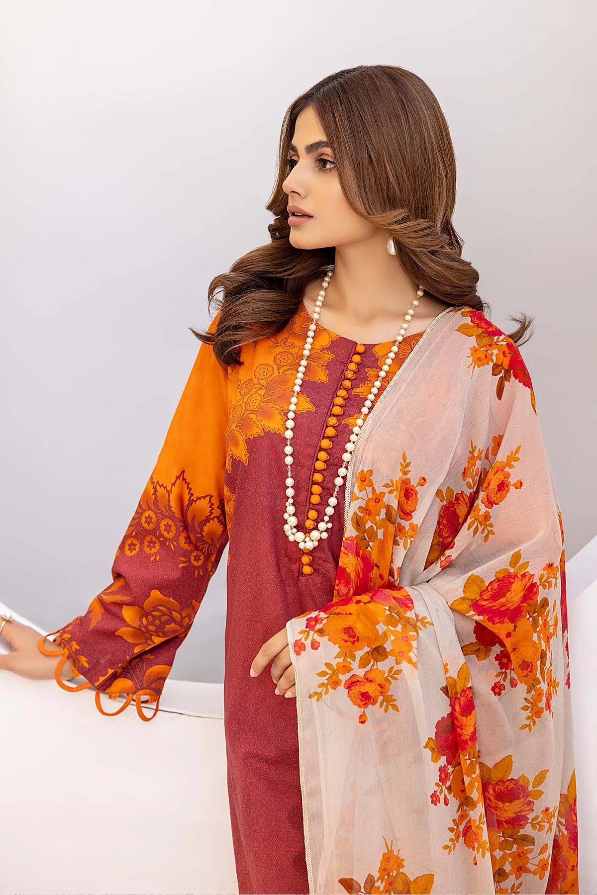 3-Pc Lawn Printed Shirt With Straight Trouser and Chiffon Dupatta CPM23-45