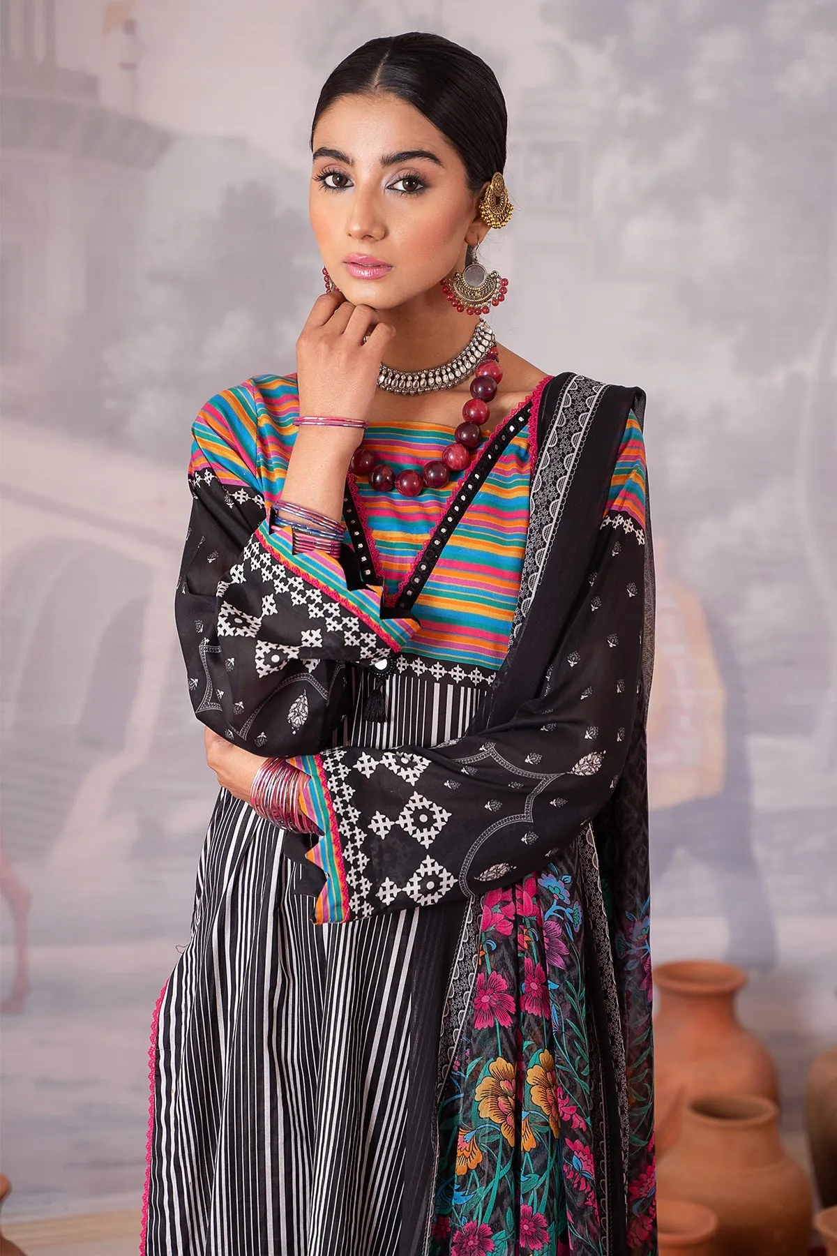 3-PC Printed Lawn Shirt with Chiffon Dupatta and Trouser CPM-4-015