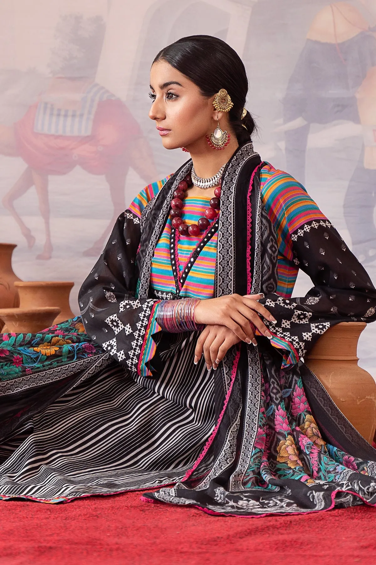 3-PC Printed Lawn Shirt with Chiffon Dupatta and Trouser CPM-4-015