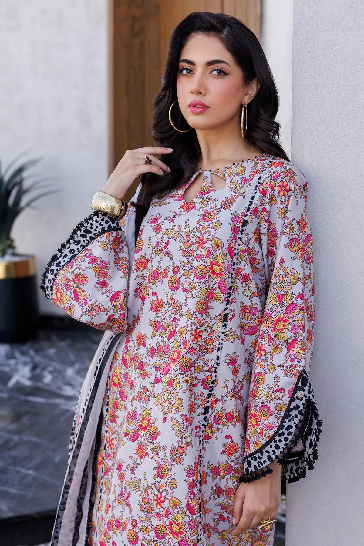 3-PC Printed Lawn Shirt with Chiffon Dupatta and Trouser CPM-4-045