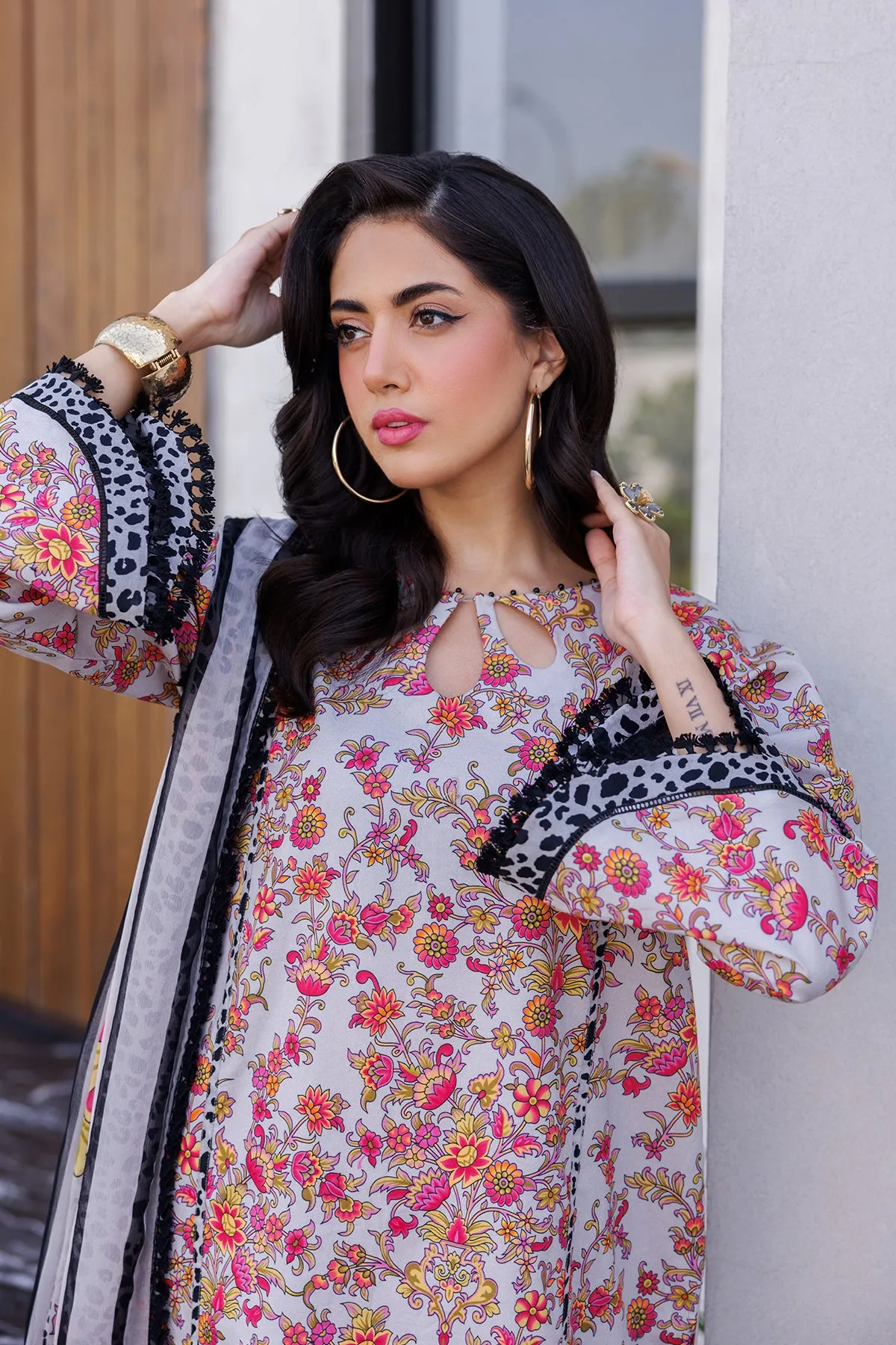 3-PC Printed Lawn Shirt with Chiffon Dupatta and Trouser CPM-4-045