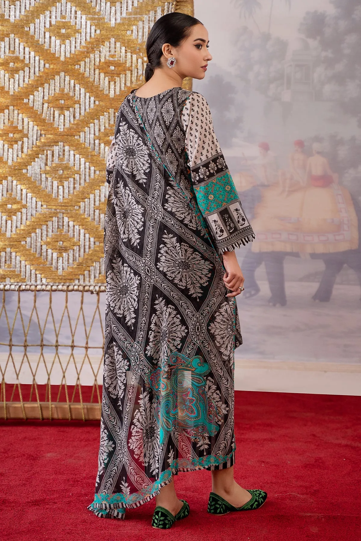 3-PC Printed Lawn Shirt with Chiffon Dupatta and Trouser CPM-4-09