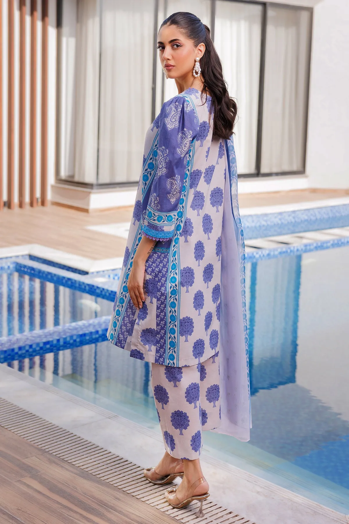 3-PC Printed Lawn Shirt with Chiffon Dupatta and Trouser CPM4-034