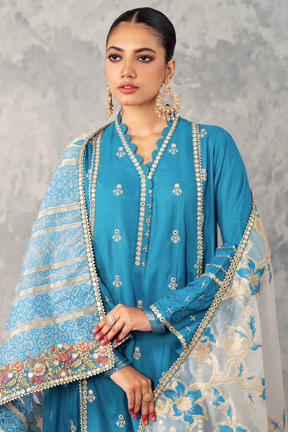 3-PC Raw-Silk Shirt with Zari Dupatta and Trouser CMA-3-72