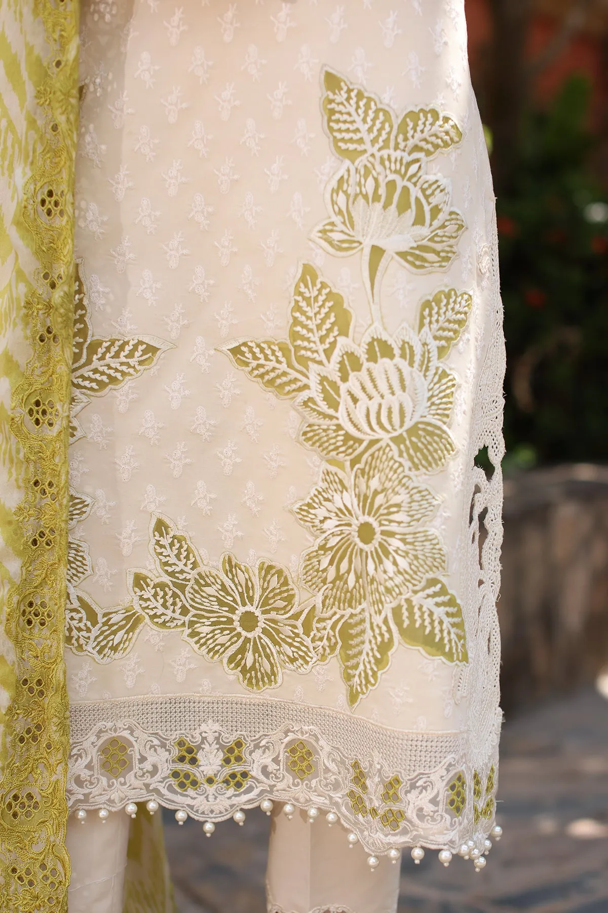 3-PC Unstitched Embroidered Lawn Shirt with Embroidered Chiffon Dupatta and Trouser CRS4-12