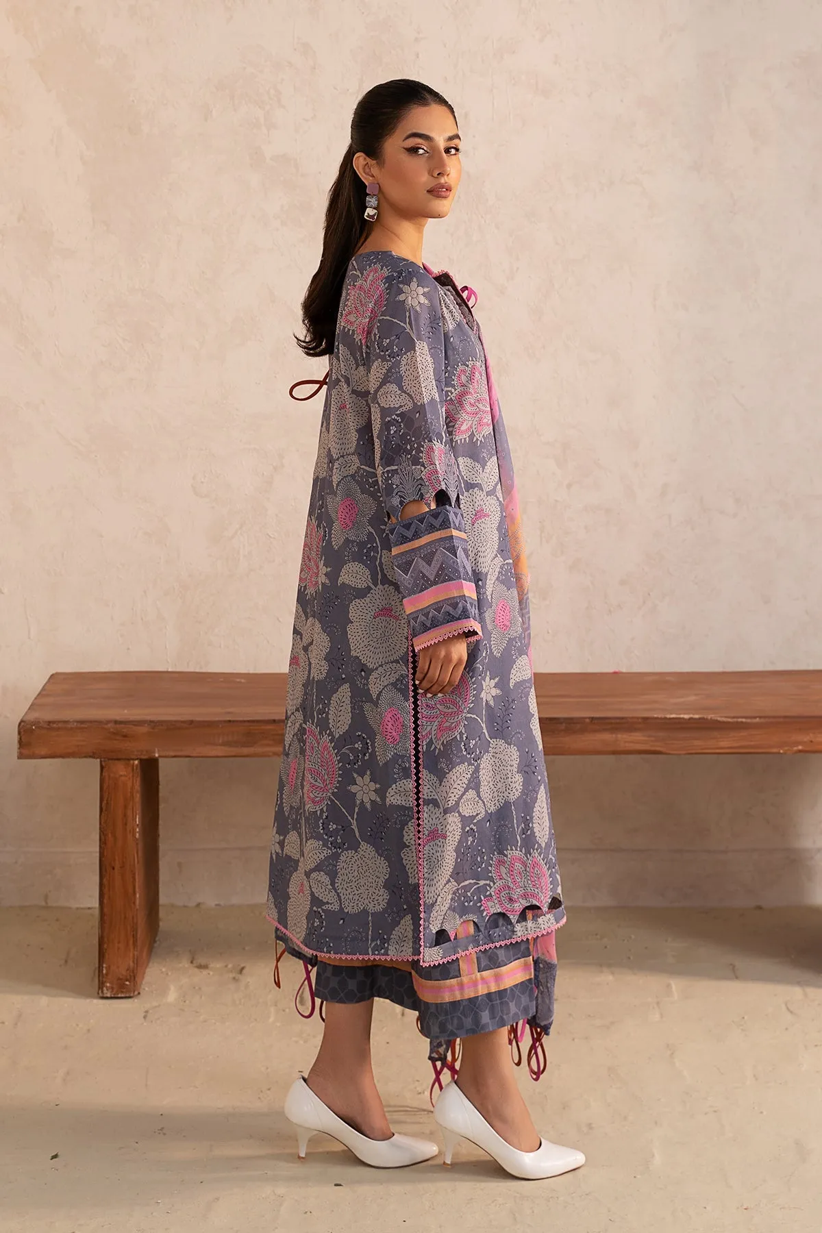 3-PC Unstitched Printed Lawn Shirt with Chiffon Dupatta and Trouser CP4-11