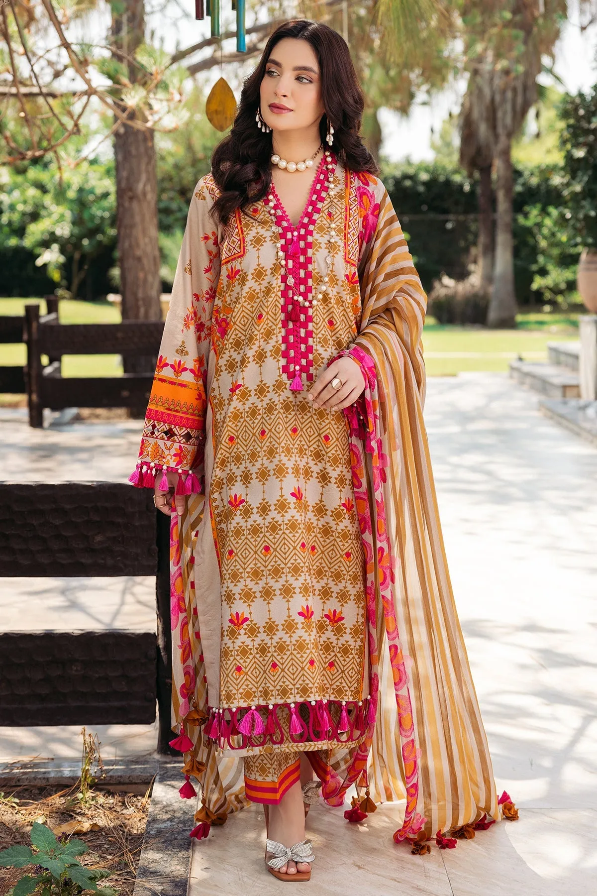 3-PC Unstitched Printed Lawn Shirt with Chiffon Dupatta and Trouser CP4-47