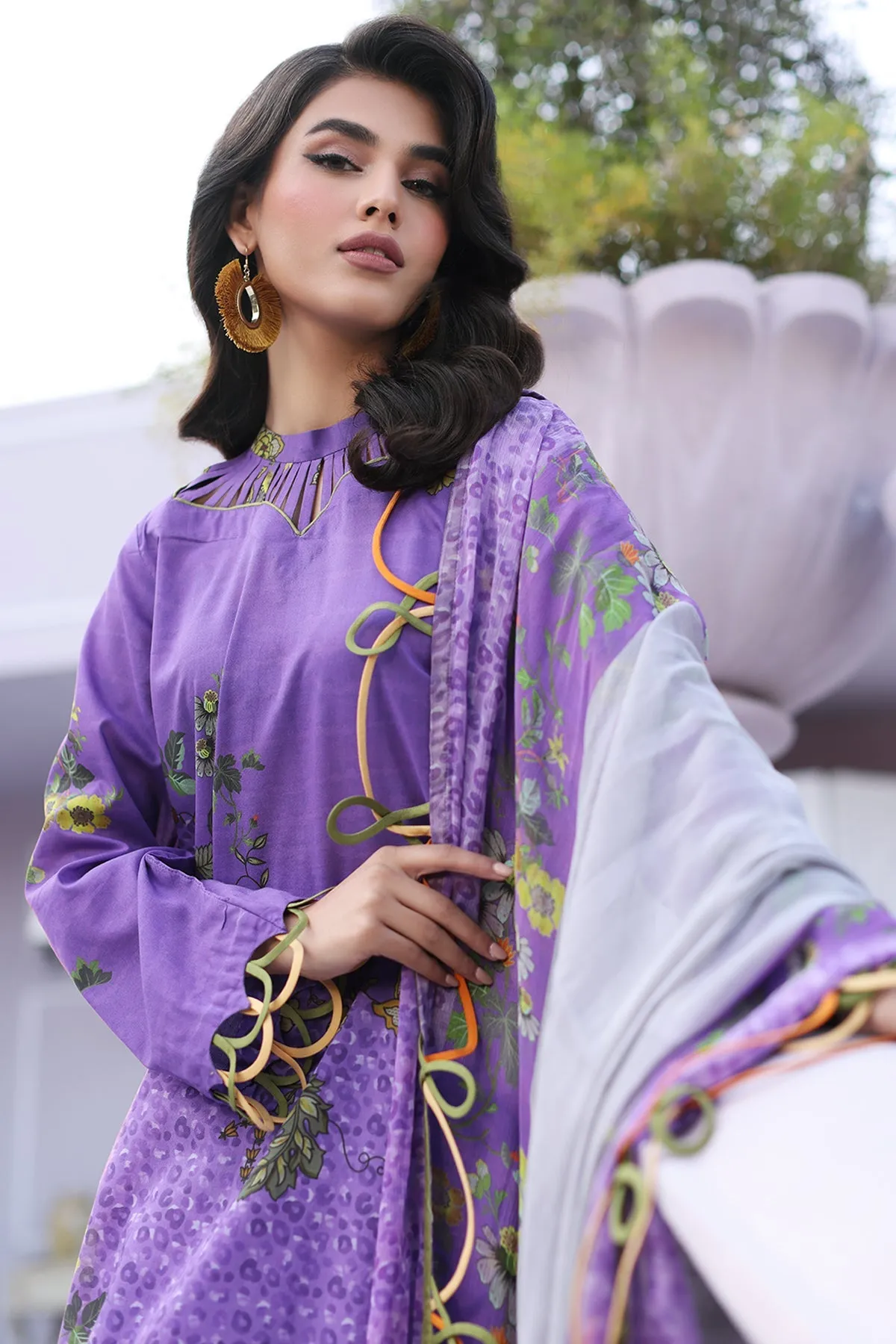 3-PC Unstitched Printed Lawn Shirt with Chiffon Dupatta and Trouser CPS4-02