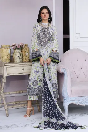 3-PC Unstitched Printed Lawn Shirt with Chiffon Dupatta and Trouser CPS4-07