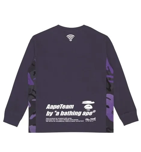 A BATHING APE  |Crew Neck Street Style Long Sleeves Plain Cotton