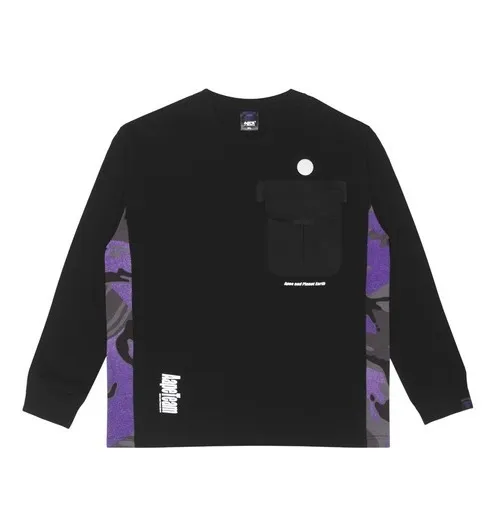 A BATHING APE  |Crew Neck Street Style Long Sleeves Plain Cotton