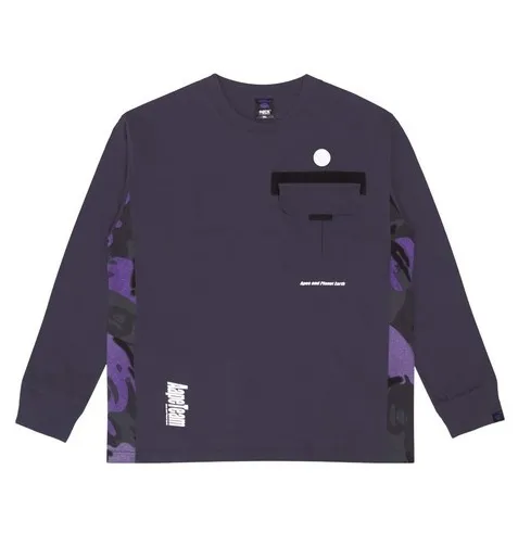 A BATHING APE  |Crew Neck Street Style Long Sleeves Plain Cotton