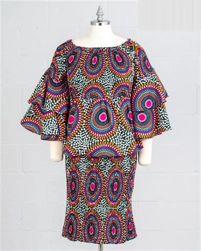 African Print Smock Skirt Suit