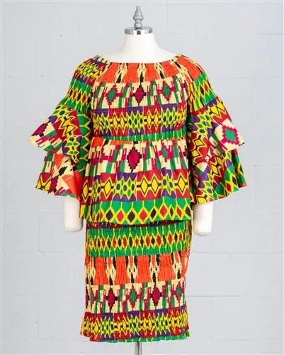 African Print Smock Skirt Suit