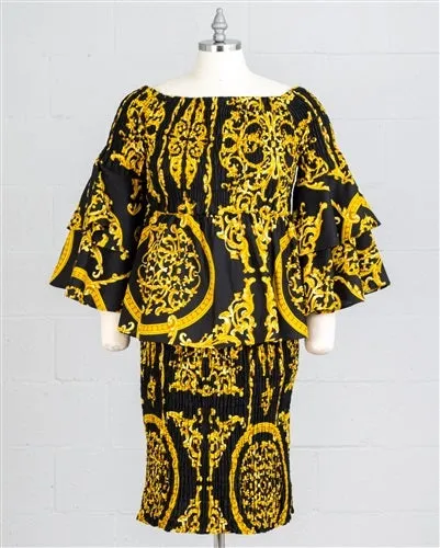 African Print Smock Skirt Suit