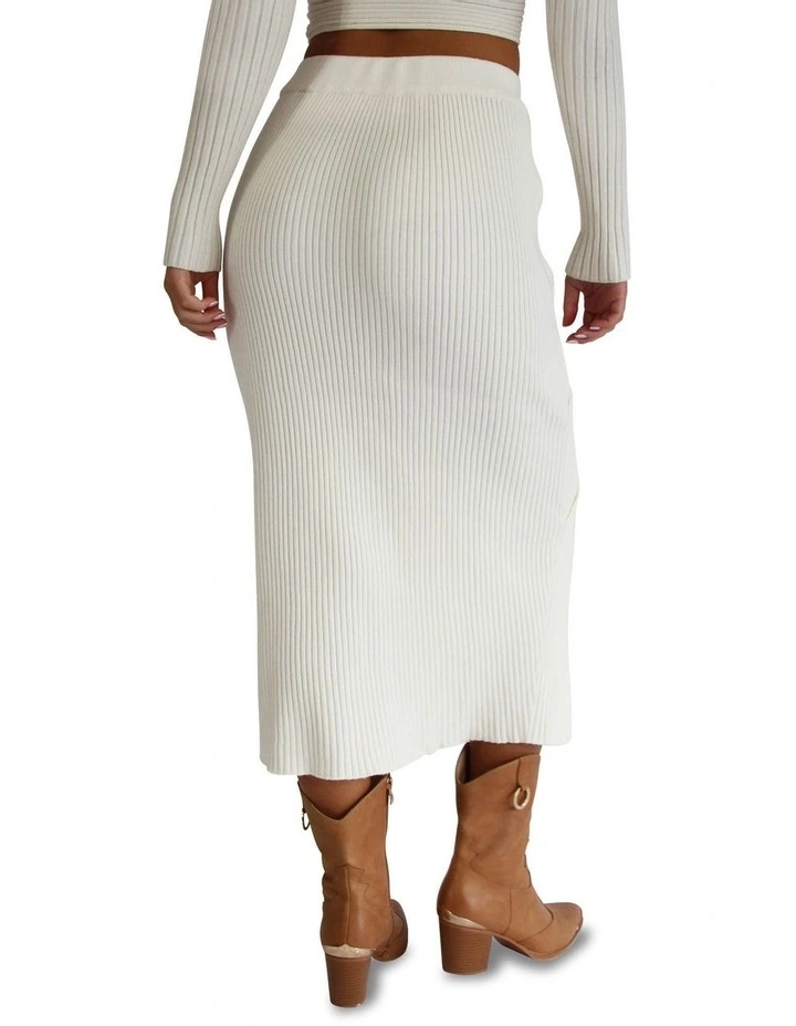 All My Life Knit Midi Skirt in Cream