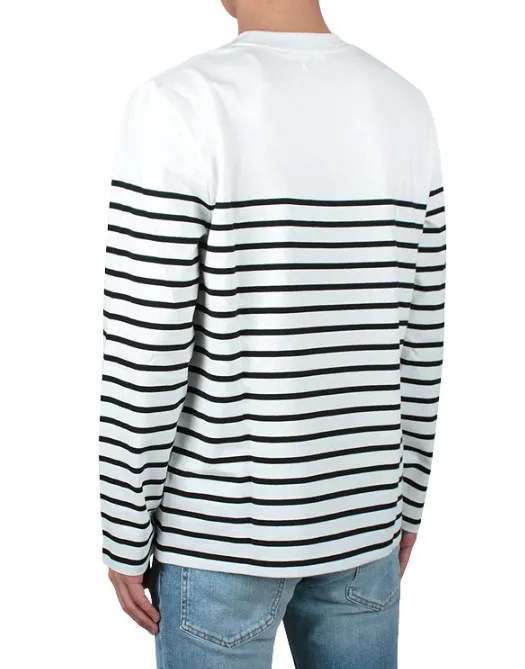 AMI PARIS  |Crew Neck Stripes Unisex Street Style Long Sleeves Cotton