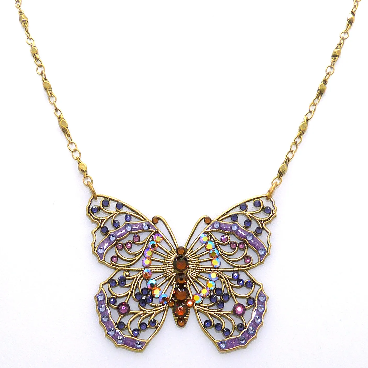 Anne Koplik Large Openwork Purple Butterfly Necklace Swarovski Crystal NK4058PUR