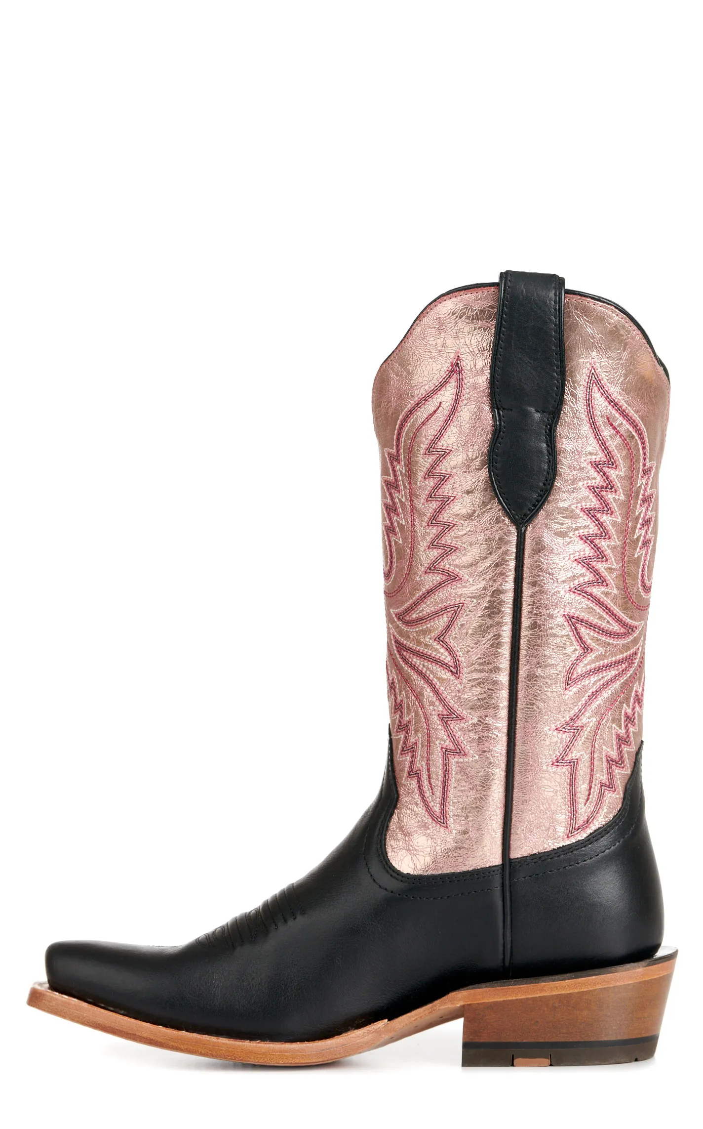 Ariat Women's Futurity Flash Black and Metallic Rose Gold Punchy Square Toe Cowboy Boots