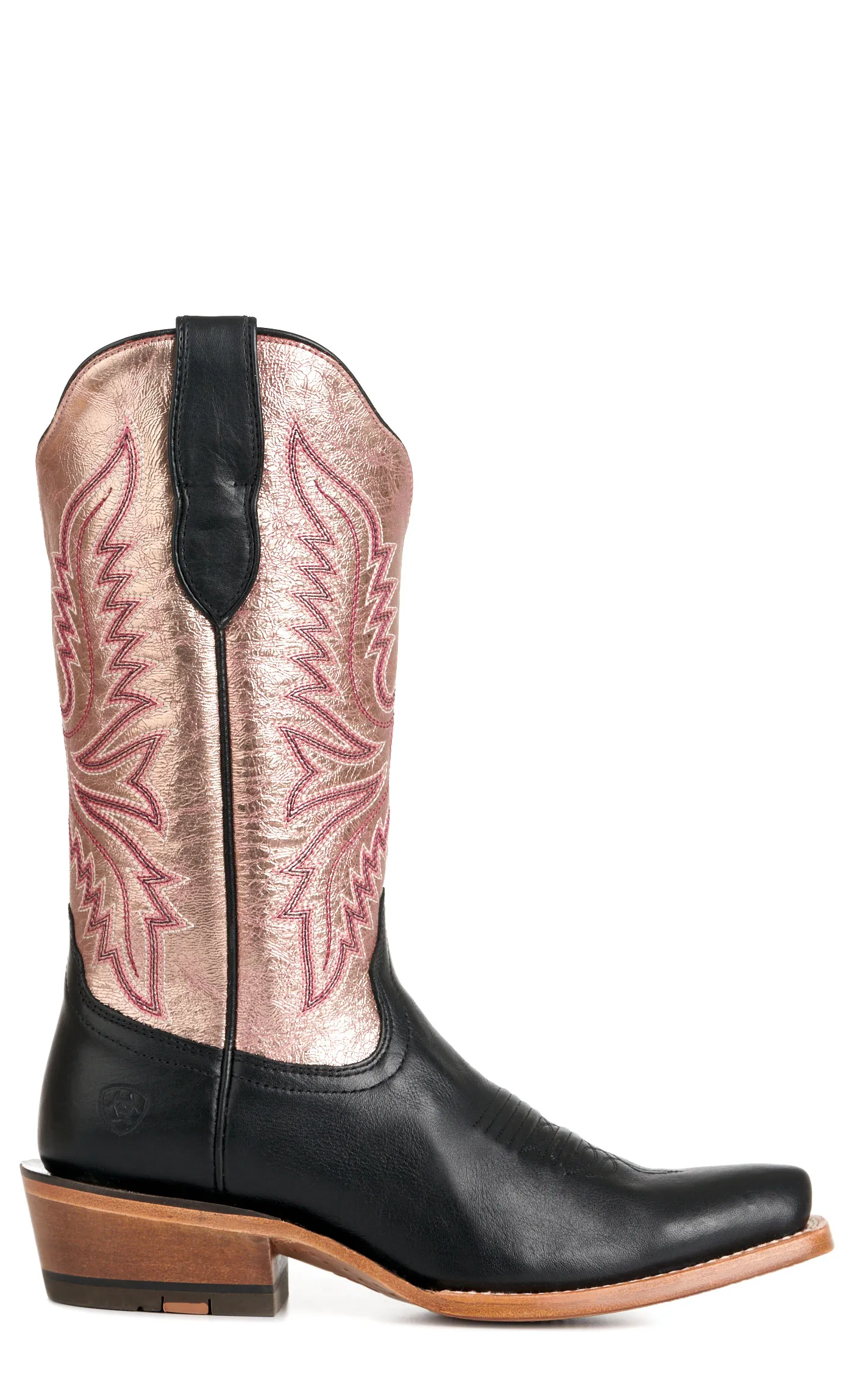 Ariat Women's Futurity Flash Black and Metallic Rose Gold Punchy Square Toe Cowboy Boots