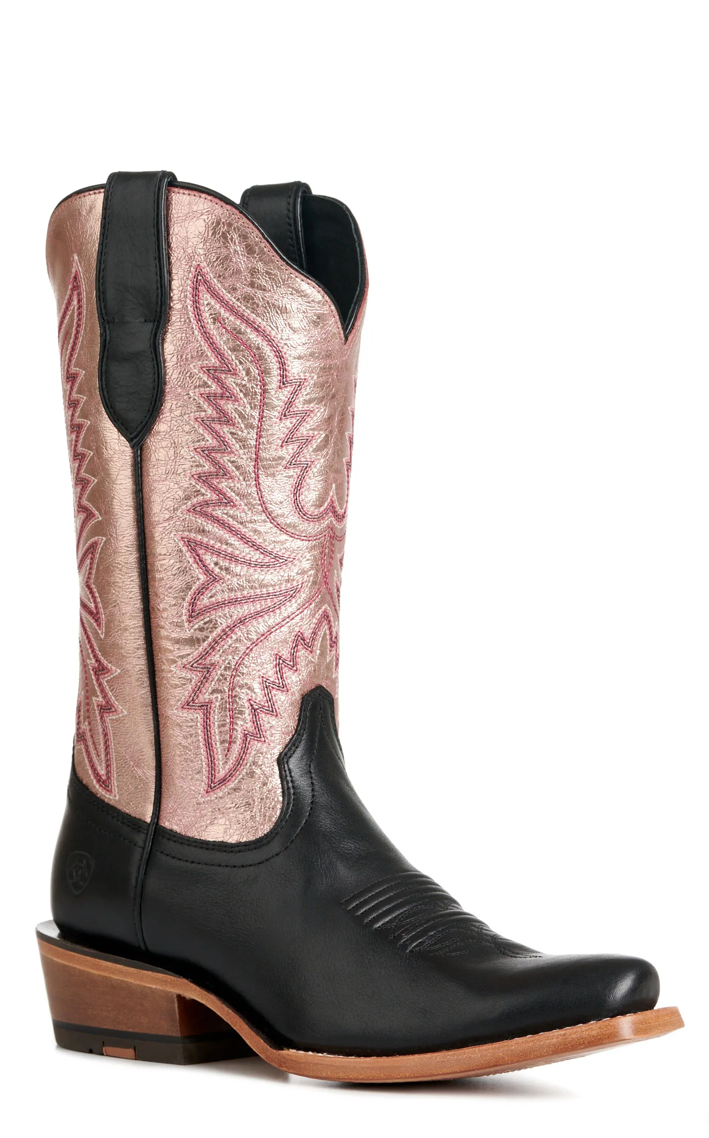 Ariat Women's Futurity Flash Black and Metallic Rose Gold Punchy Square Toe Cowboy Boots