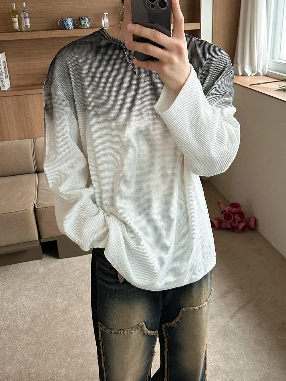 ASCLO  |Crew Neck Unisex Street Style Long Sleeves Oversized