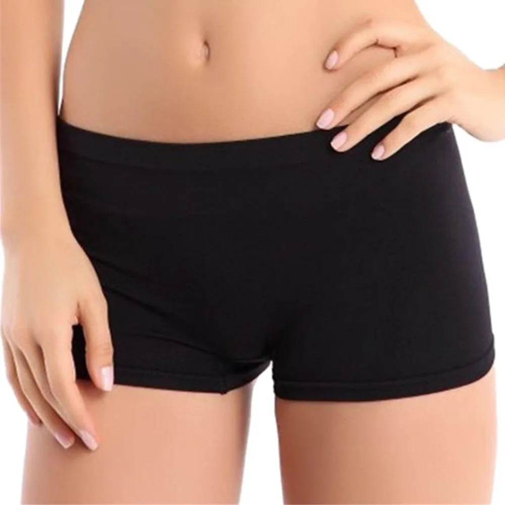 Attractive Women Boyshorts Sexy Cotton Panties Seamless Underwear Intimates Briefs Knickers Solid Color SM6