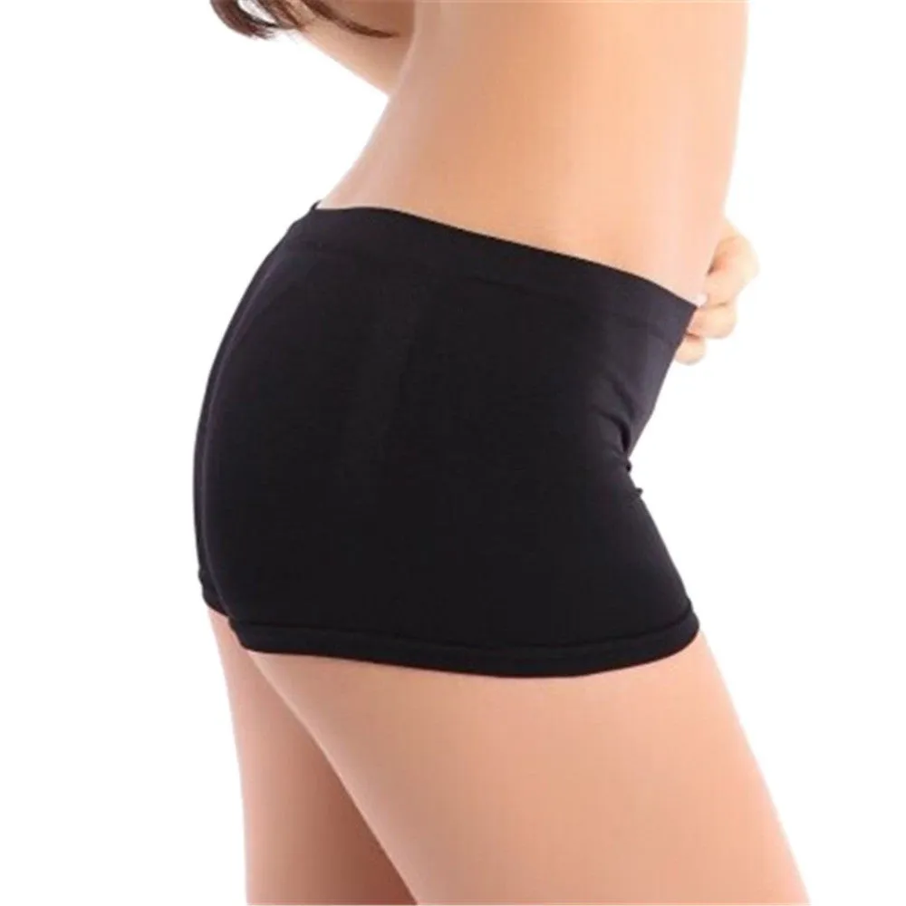 Attractive Women Boyshorts Sexy Cotton Panties Seamless Underwear Intimates Briefs Knickers Solid Color SM6