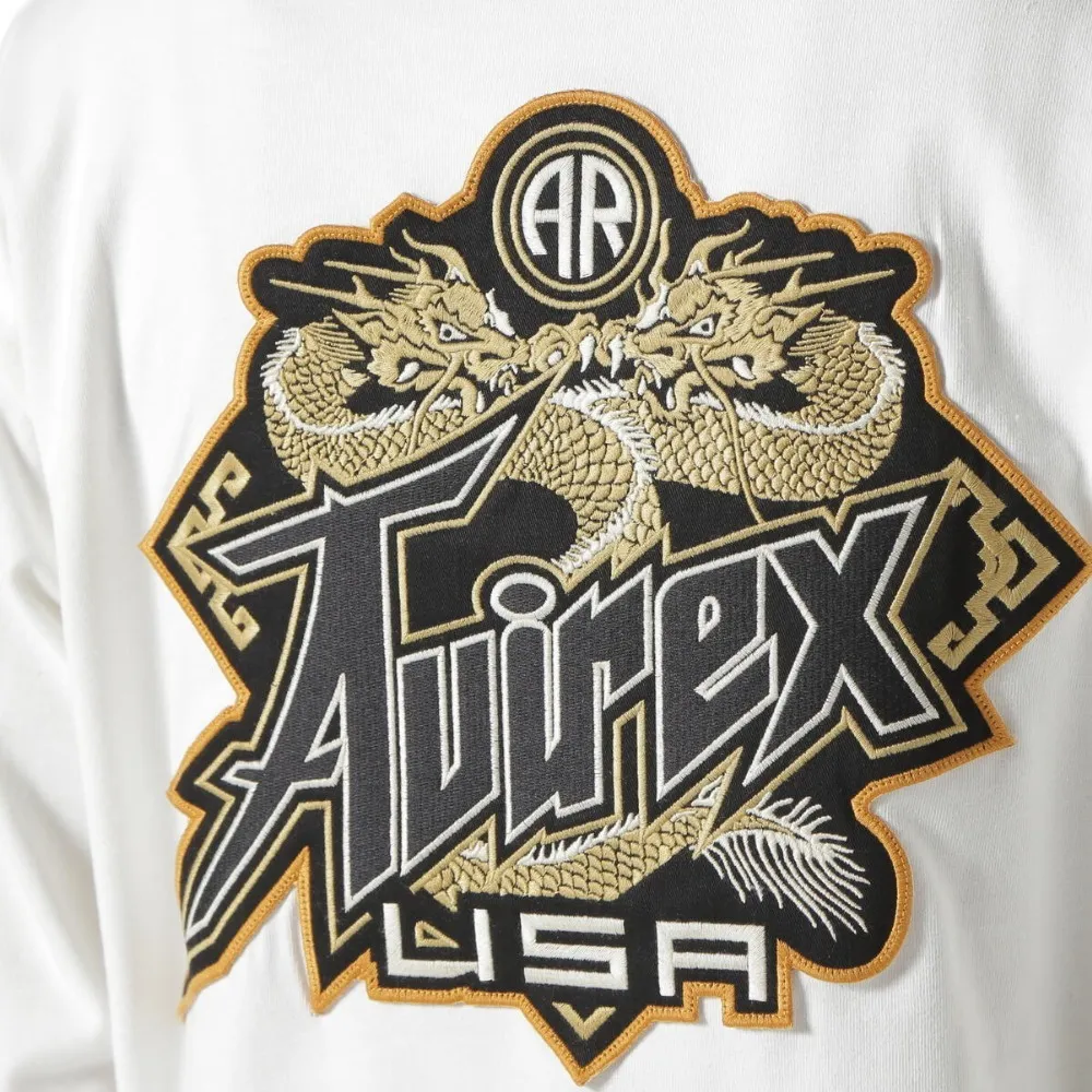 AVIREX  |Crew Neck Unisex Street Style Long Sleeves Plain Cotton