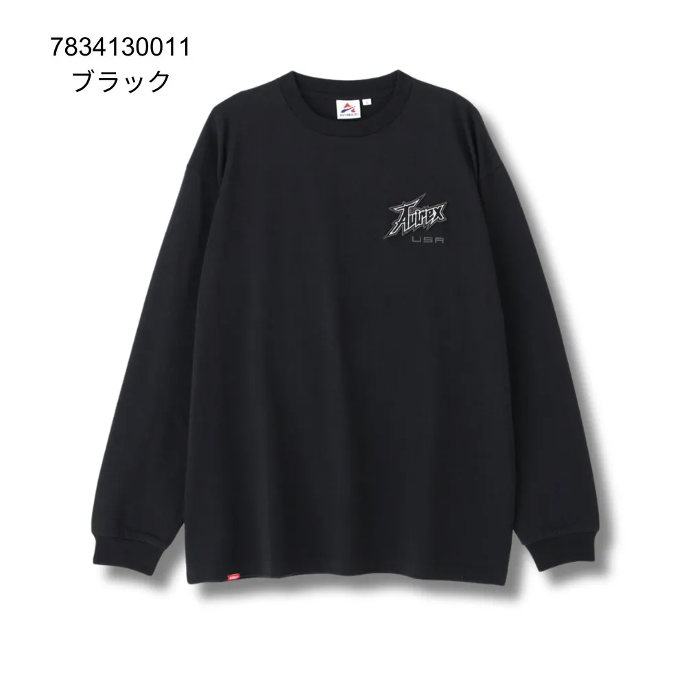 AVIREX  |Crew Neck Unisex Street Style Long Sleeves Plain Cotton