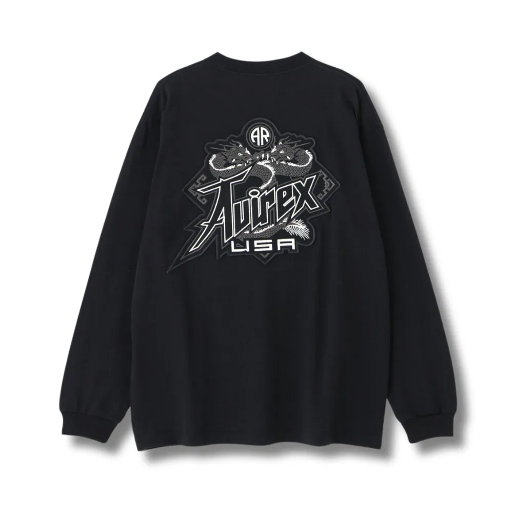 AVIREX  |Crew Neck Unisex Street Style Long Sleeves Plain Cotton