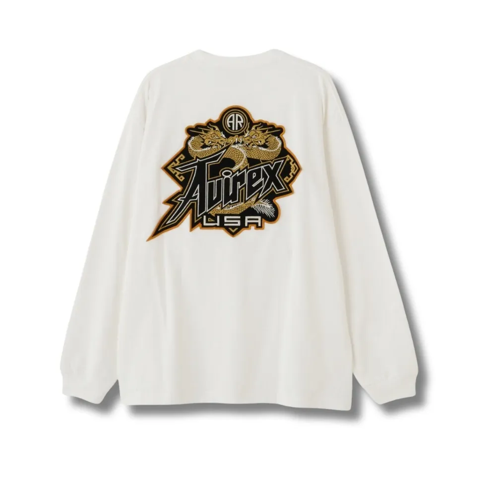 AVIREX  |Crew Neck Unisex Street Style Long Sleeves Plain Cotton