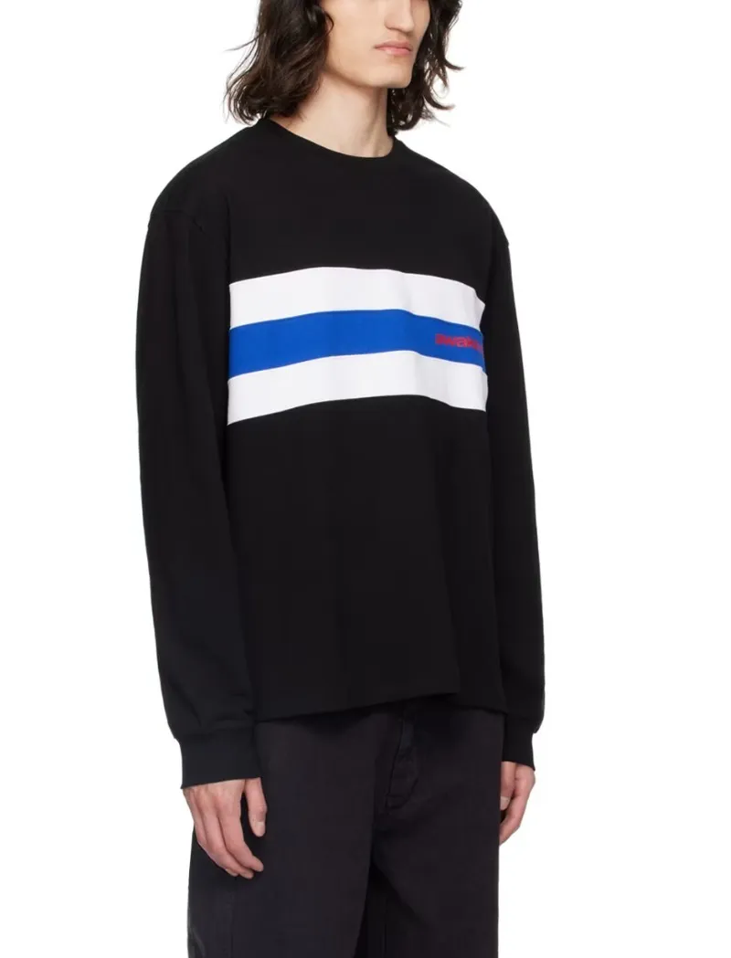 AWAKE NY  |Crew Neck Stripes Street Style Long Sleeves Cotton