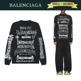 BALENCIAGA  |Crew Neck Unisex Street Style Long Sleeves Cotton Oversized