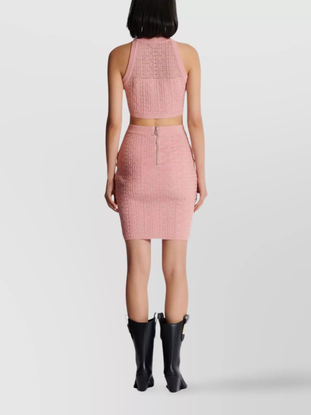 Balmain   Monogram pattern knit skirt