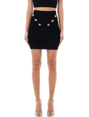 BALMAIN Sleek and Chic: 6-Button Black Knit Skirt for Women