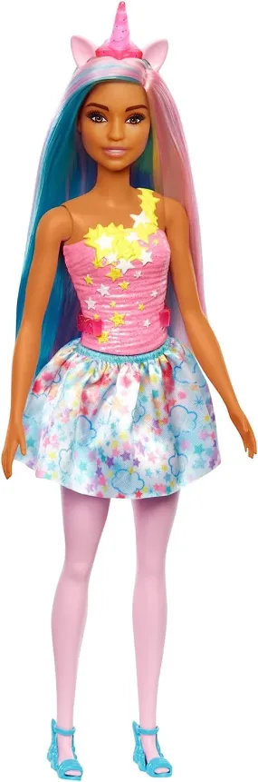 Barbie Dreamtopia Unicorn Doll (Blue & Pink Hair), With Skirt, Removable Unicorn Tail & Headband, Toy for Kids Ages 3 Years Old 