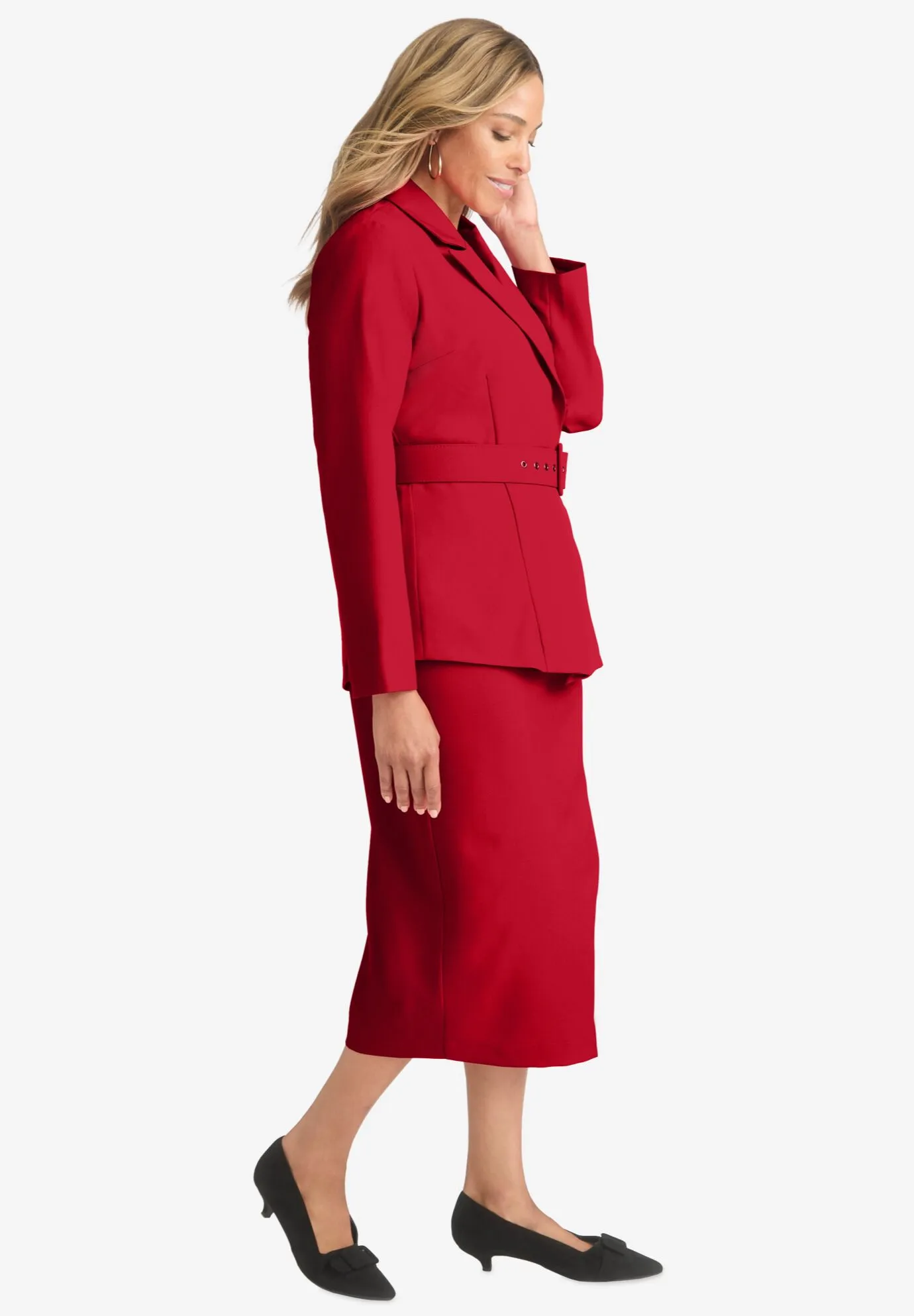 Belted Skirt Suit