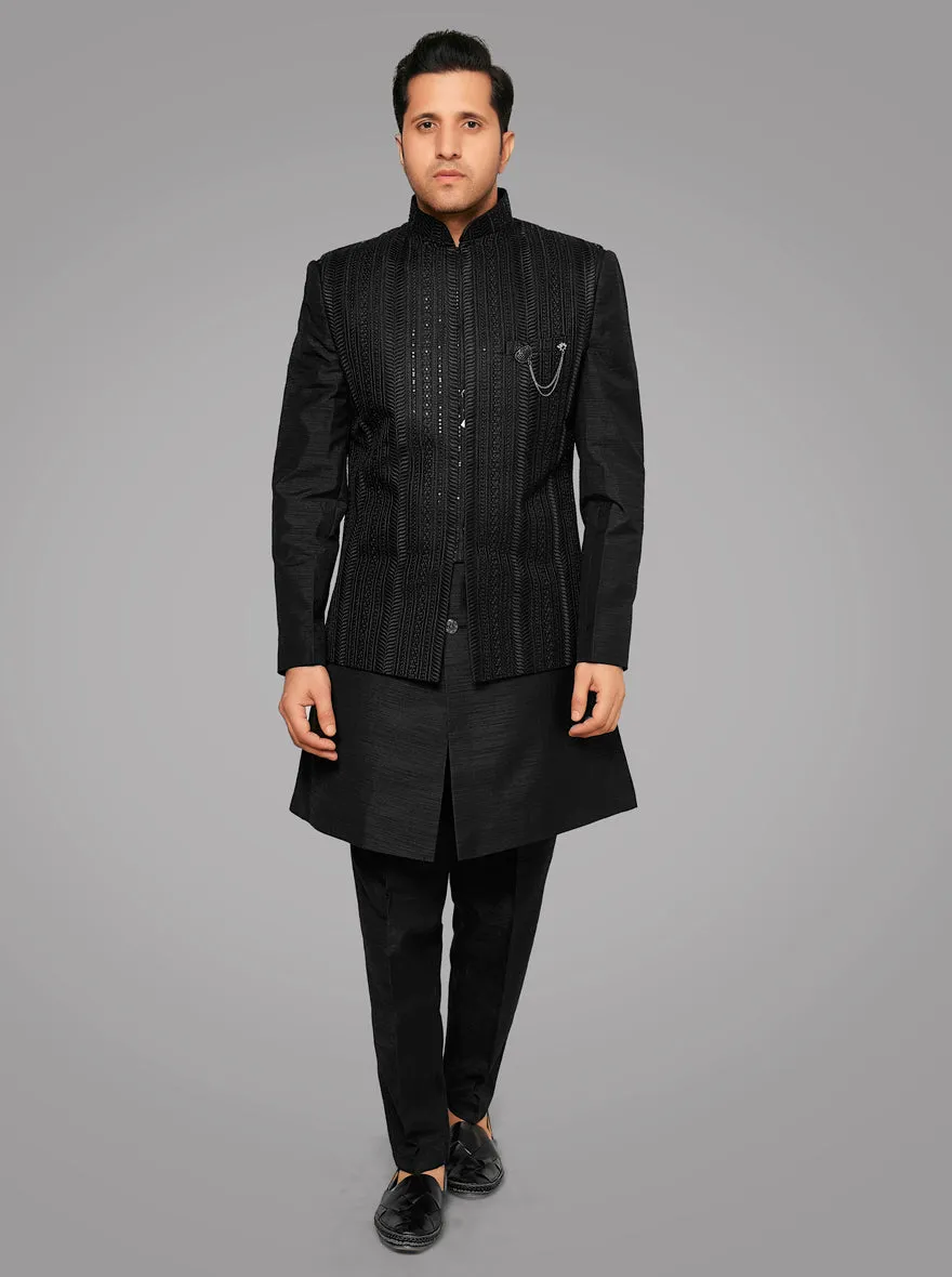 Black Kurta Pajama with Koti | TULA